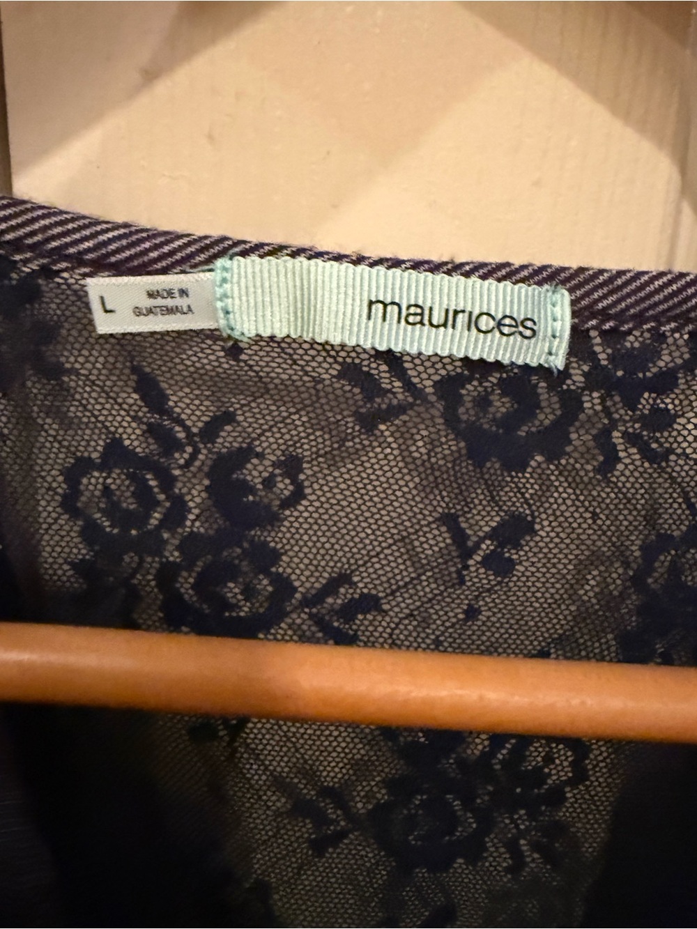 Maurices Navy Floral Lace Overlay Top
